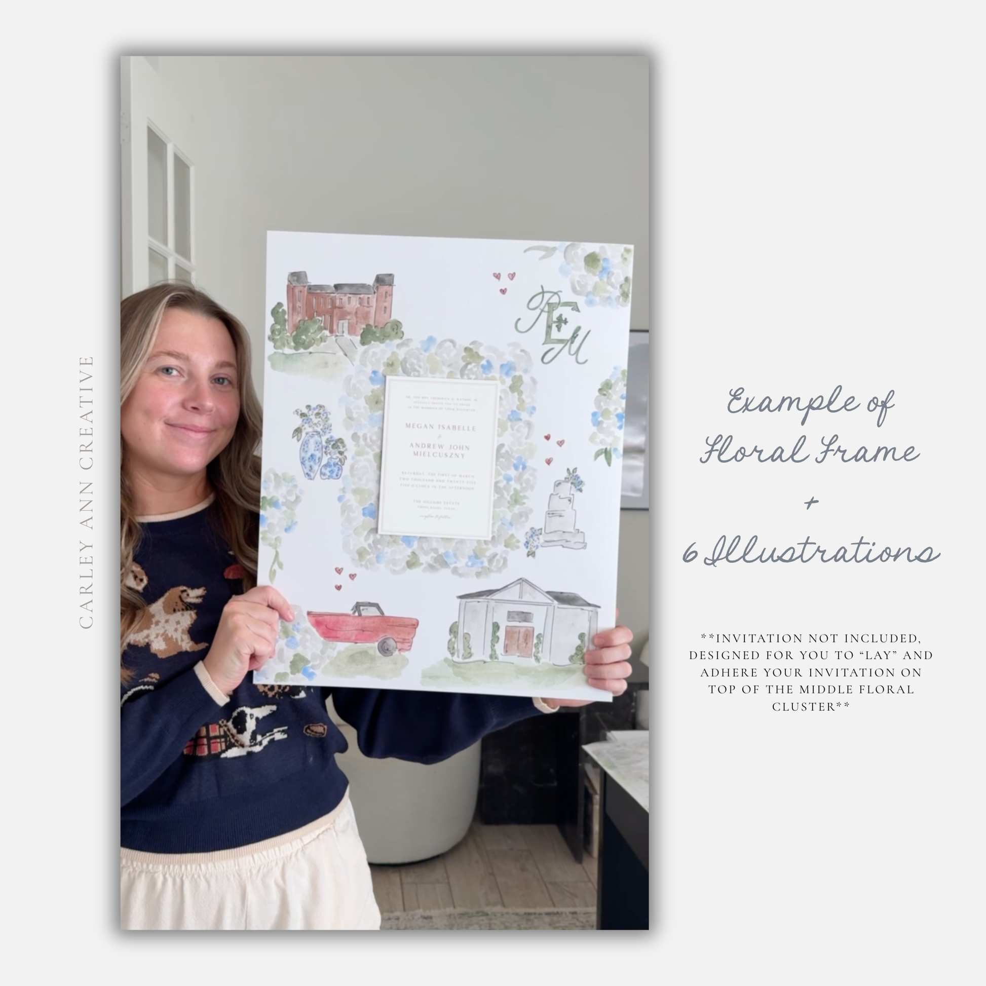 Handpainted Watercolor Mat for Wedding Invitations