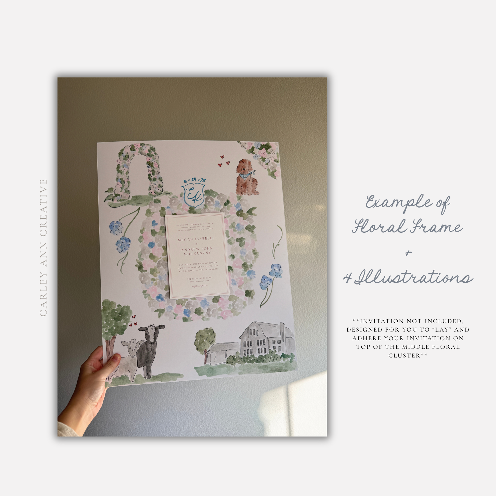 Handpainted Watercolor Mat for Wedding Invitations