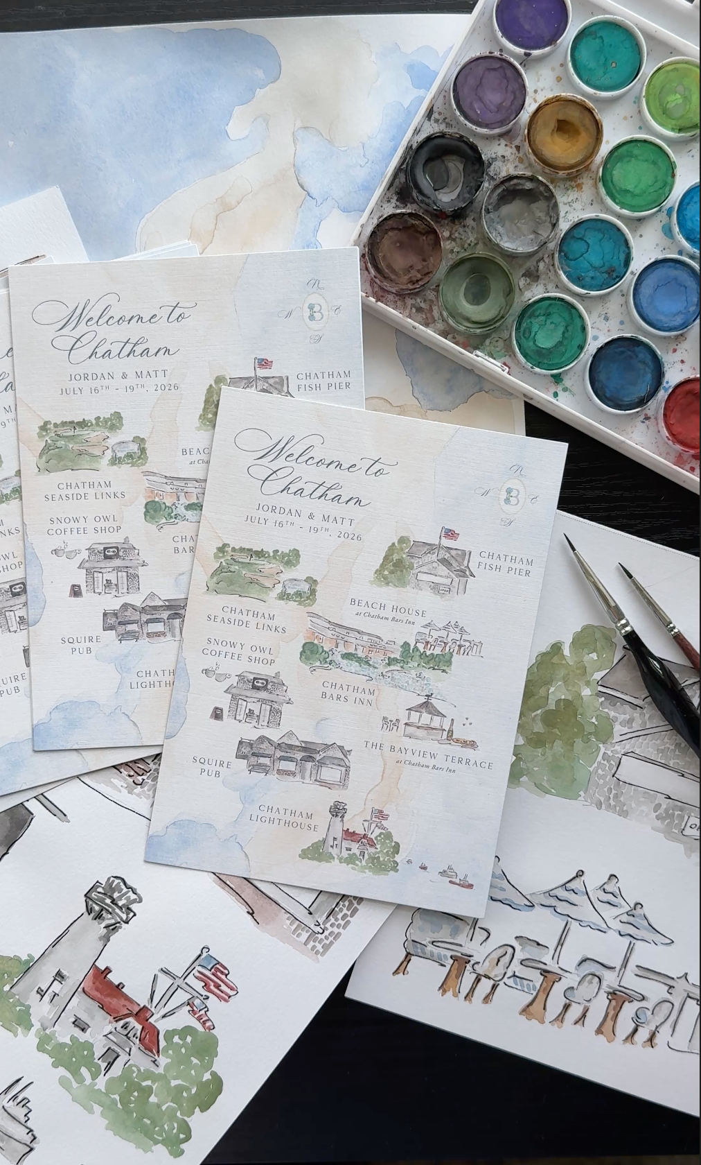 Custom Watercolor Wedding Map