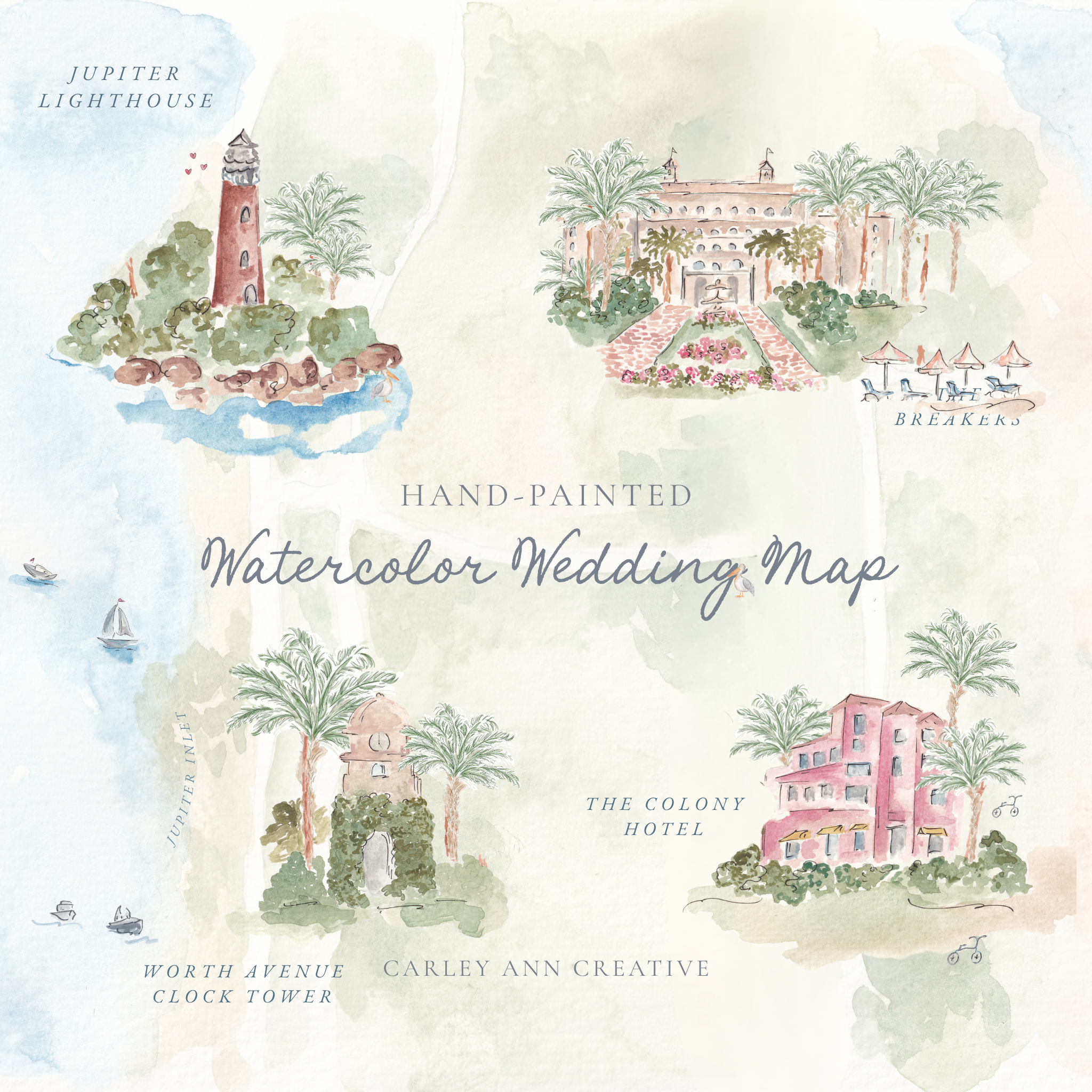Custom Watercolor Wedding Map