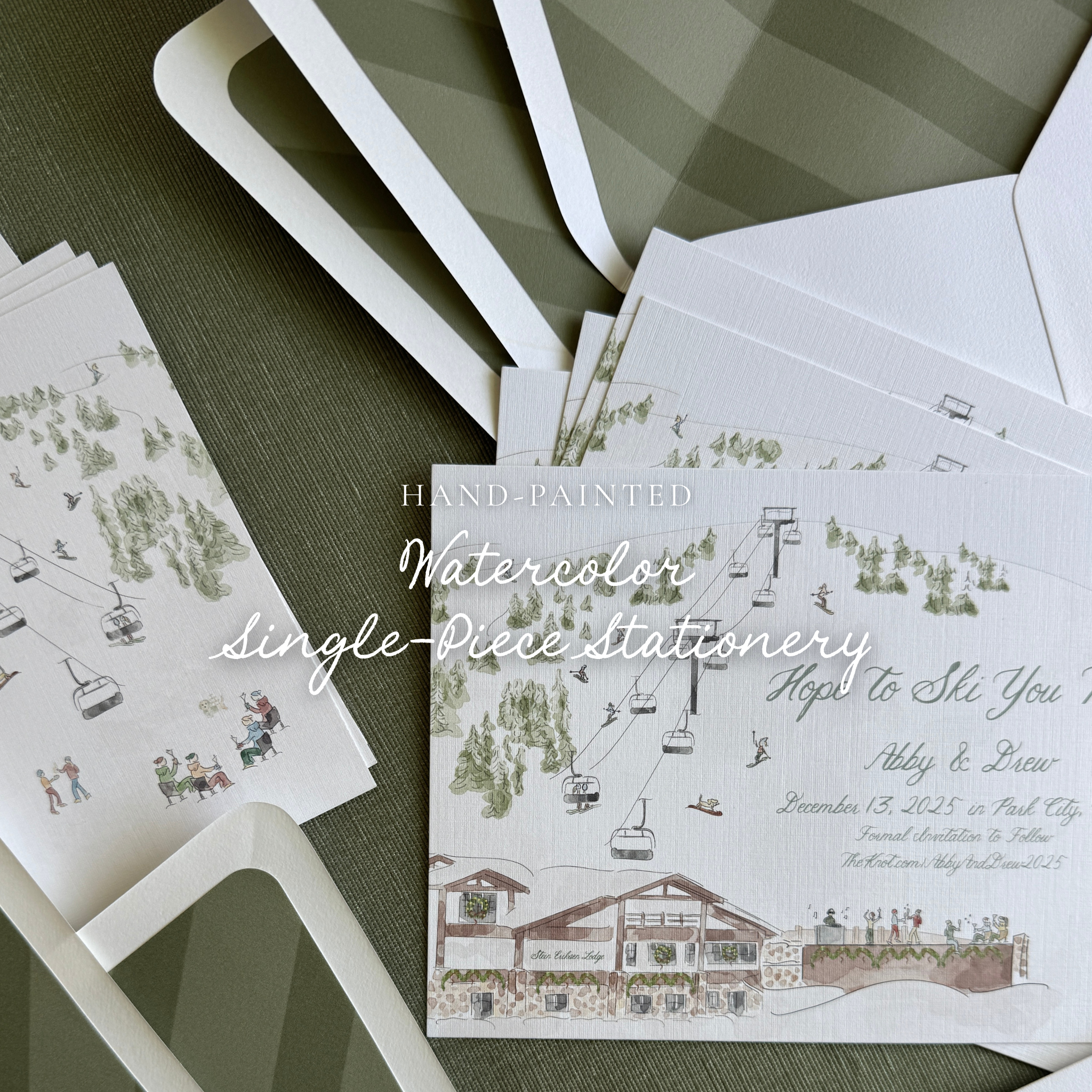 Custom Watercolor Single-Piece Stationery